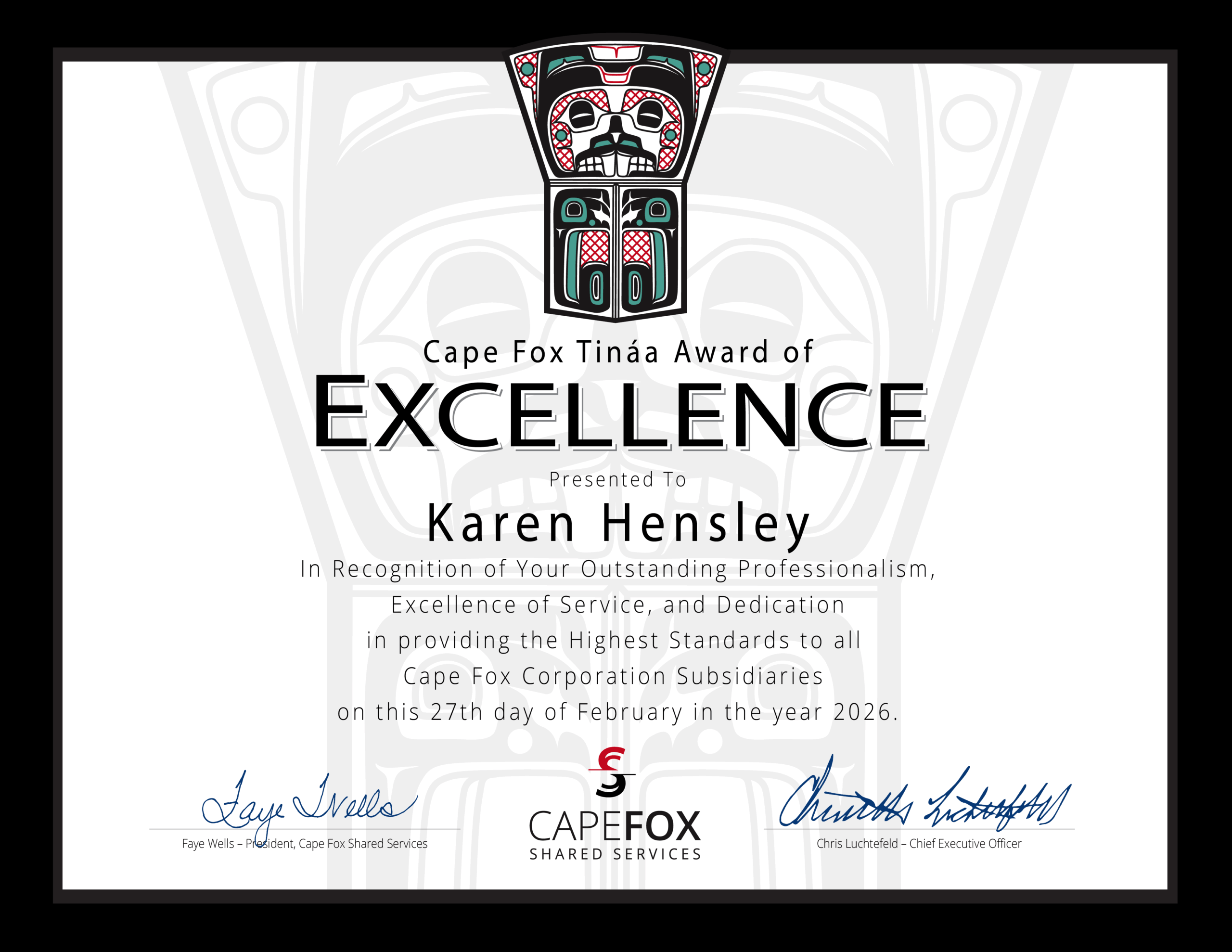 CFSS Karen Hensley Tinaa Award
